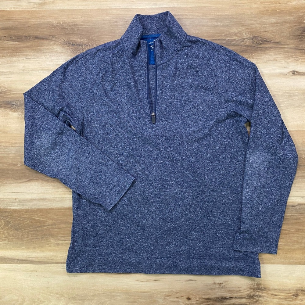 Banana Republic Half Zip Pullover Small Quick Dry Activewear Navy Blue Heathered